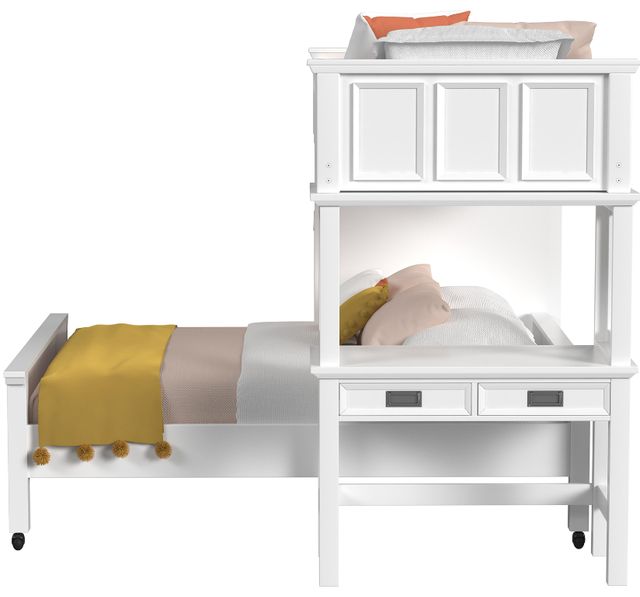 Elements International Hampton Kids White Twin/Full Loft Bed with Staircase and Desk-2