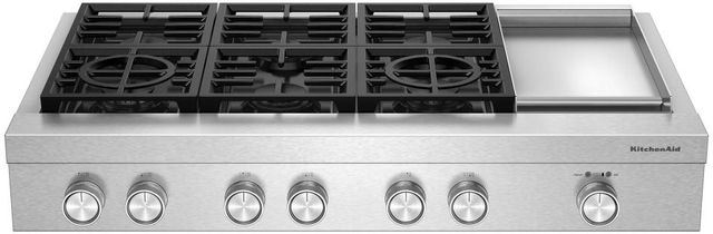 KitchenAid® 48" Stainless Steel Commercial-Style Gas Rangetop with Griddle-0