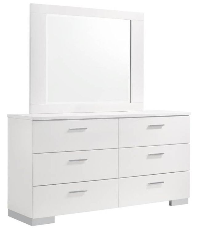 Coaster® Felicity Glossy White Wood Dresser and Mirror-0