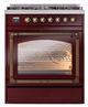 Ilve® Nostalgie II Noblesse 30" Burgundy Pro Style Dual Fuel Range with Burnished Trim-1
