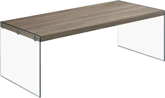 Monarch Specialties Inc. Dark Taupe Tempered Glass Coffee Table-0