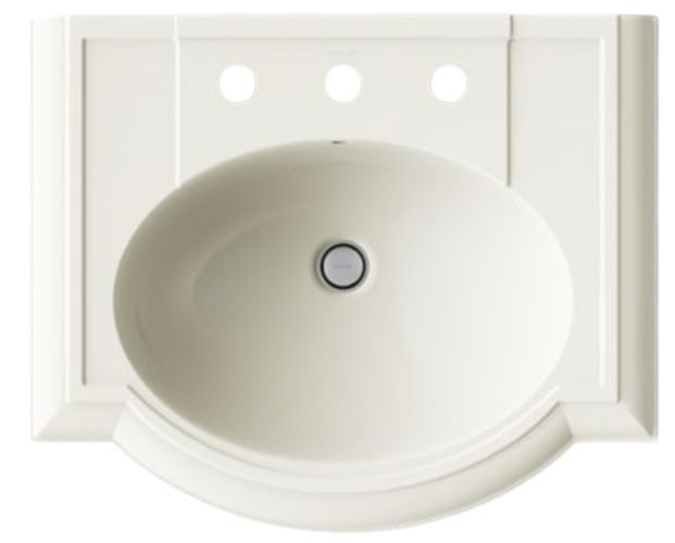 Kohler Devonshire® Biscuit 24.25" Widespread Rectangular Pedestal Bathroom Sink-2