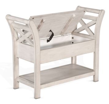 Sunny Designs™ Marble White Accent Bench with Storage and Wood Seat-1