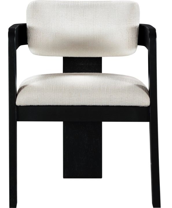 Meridian Furniture Sacha Cream/Black Linen Textured Upholstered Dining Chair-1