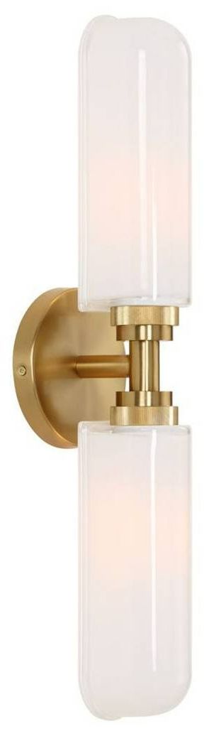 Uttermost® Wellsville Glass 2-Light Sconce with Warm Brass Accent-3