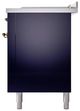 Ilve® Nostalgie II Noblesse 60'' Midnight Blue Pro Style Dual Fuel Range with Brass Trim-3