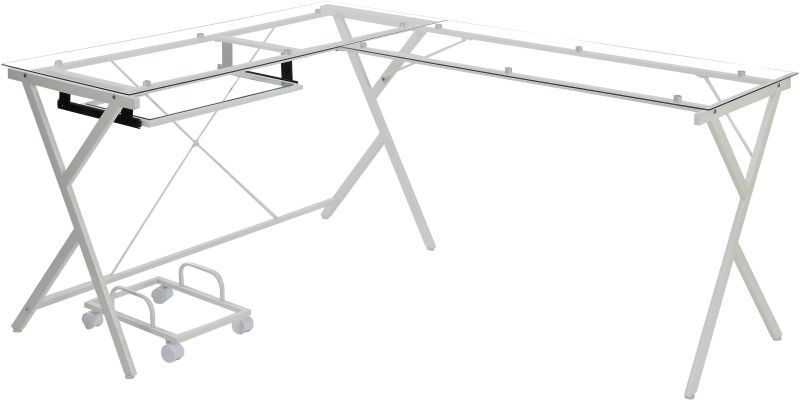 ACME Furniture Dazenus Clear/White Computer Desk with X Shape Base