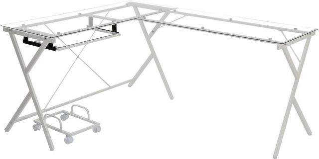 ACME Furniture Dazenus Clear/White Computer Desk with X Shape Base-0