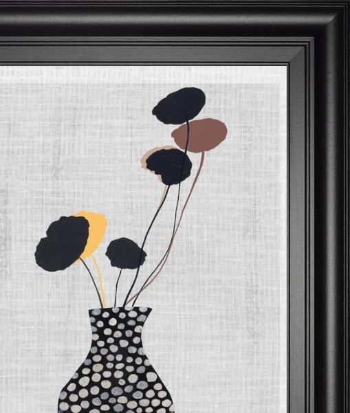 Classy Art Black/Gray Decorated Vase with Plant II by Melissa Wang Wall Art-1