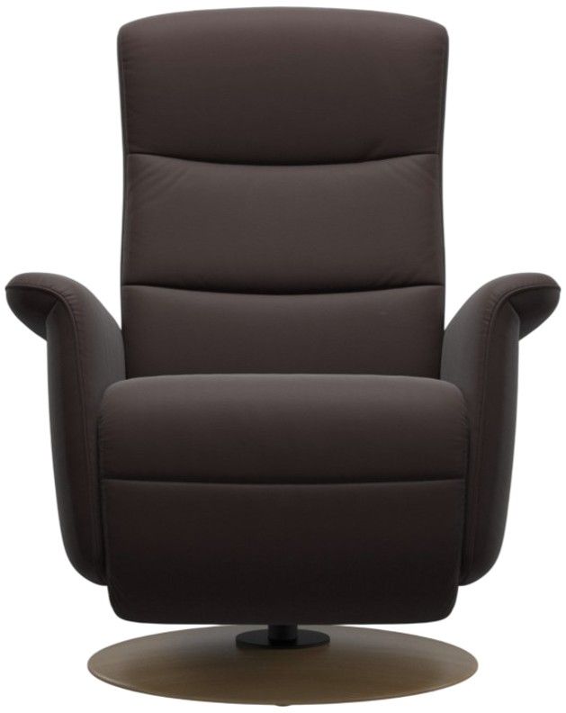 Stressless® by Ekornes® Customizable Mike Leather Small Power Recliner with Moon Wood Base-1