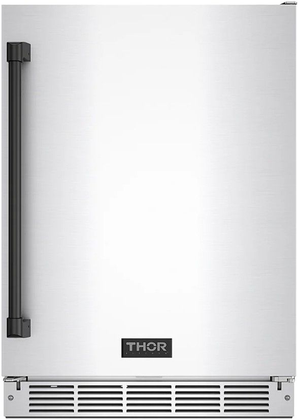 Thor Kitchen Gordon Ramsay Collection 24” 5 Cu. Ft. Stainless Steel Built-In Undercounter Outdoor Beverage Cooler with Black Handle-0