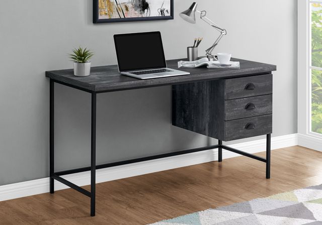 Monarch Specialties Inc. 55"L Black Reclaimed Wood Black Metal Computer Desk-1