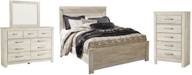 Signature Design by Ashley® Bellaby 4-Piece Whitewash Queen Panel Bed Set-0