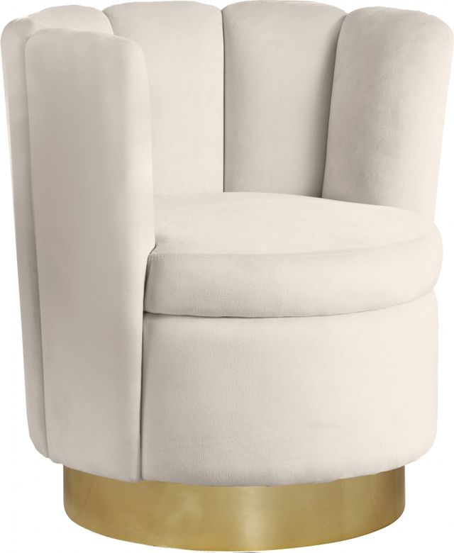 Meridian Furniture Lily Cream Velvet Swivel Chair-0