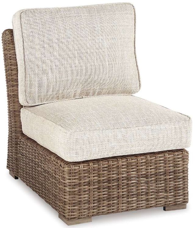 Beachcroft Outdoor Armless Chair with Cushion - White/Beige Beachcroft Outdoor Armless Chair with Cushion - White/Beige