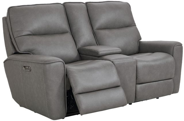Bassett® Furniture Club Level Kenneth Gunmetal Power Reclining Loveseat with Console-2