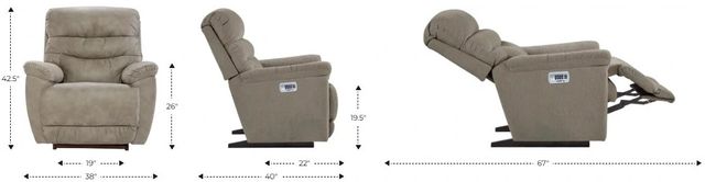 La-Z-Boy® Joshua Gray Leather Power Rocking Recliner with Headrest and Lumbar-2