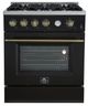 FORNO® Marco 30" Black Pro Style Gas Range with Antique Brass Accents-0