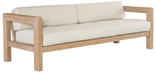 Sunset West Sedona Weathered Teak Outdoor Sofa with Canvas Cushion-0