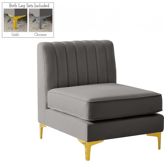 Meridian Furniture Alina Grey Velvet Armless Chair-0