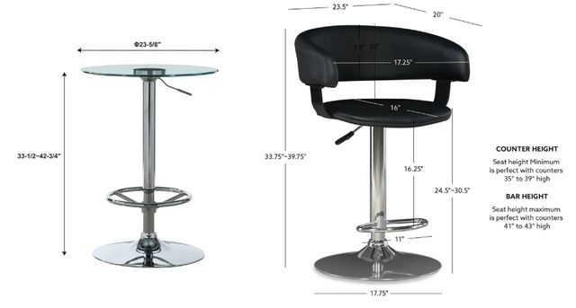 Powell® Devan 3-Piece Black Adjustable Pub Set-1