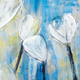 Olliix by INK+IVY Ocean Breeze Blossom 4 Piece Blue Gel Coat Printed on Canvas Set-5