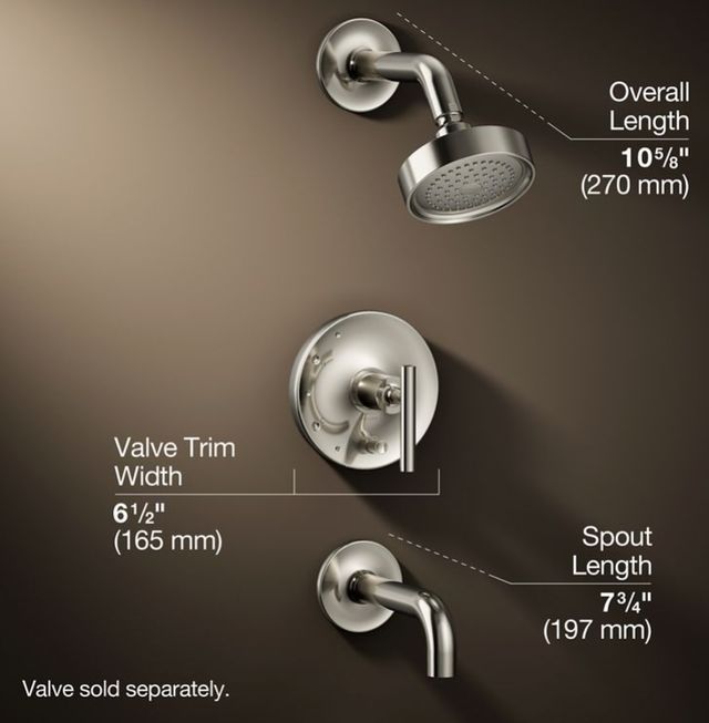 KOHLER® Purist® Rite-Temp® Vibrant Polished Nickel 2.5 GPM Bath and Shower Trim Kit with Lever Handle and Push-Button Diverter -2
