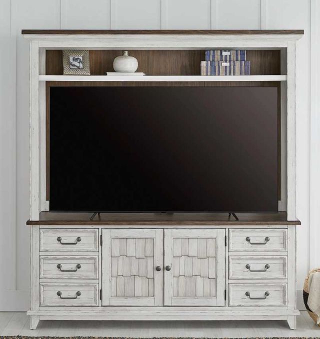Liberty Furniture River Place Riverstone White/Tobacco Entertainment Center-1
