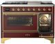 Ilve® Majestic III 48" Burgundy Pro Style Dual Fuel Liquid Propane Range with Triple Glass Door and Brass Trim-3