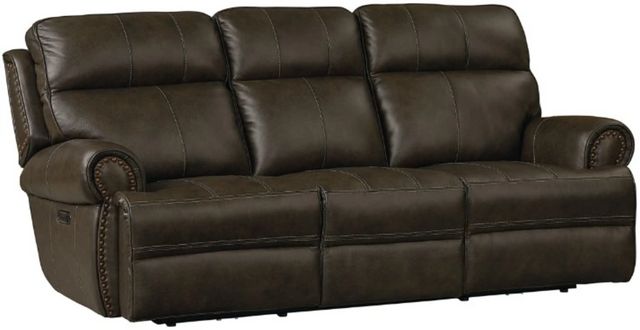 Bassett® Furniture Club Level Claremont Java Leather Power Reclining Sofa-0