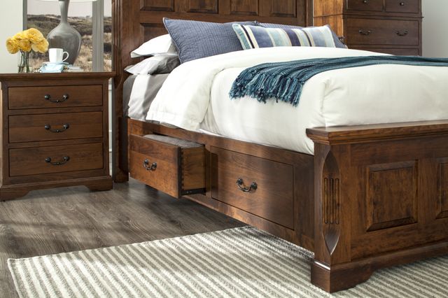 Mavin Customizable Longmeadow Queen Panel Bed High Footboard with Side Drawer-2