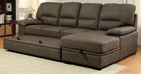 Furniture of America® Alcester 2-Piece Brown Right-Arm Facing Pullout Sleeper Sectional and Chaise-3