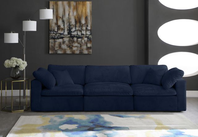 Meridian Furniture Cozy Navy Velvet 119" Cloud Modular Sofa-3