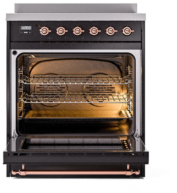 Ilve® Nostalgie II Series 30" Glossy Black Pro Style Induction Range-2