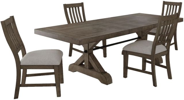 Elements International Yellowstone 5-Piece Gray/Medium Brown Dining Set-0