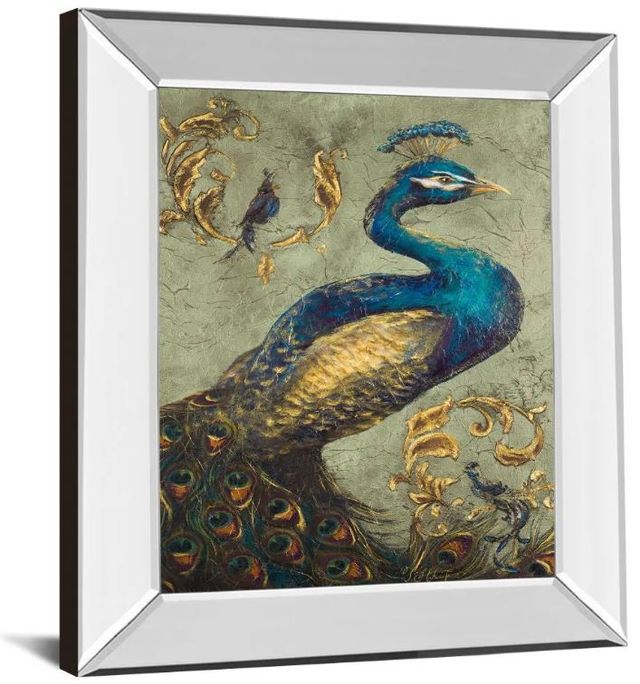 Classy Art Peacock on Sage l by Tiffany Hakimipour Mirror Framed Wall Art-1