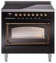 Ilve® Nostalgie II Noblesse 36'' Glossy Black Pro Style Induction Range with Burnished Trim-0