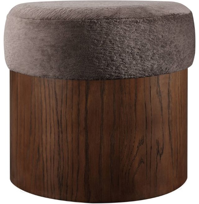 Meridian Furniture Nimes Brown/Walnut Velour Fur Ottoman-1