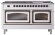 Ilve® Nostalgie II Noblesse 60'' White Pro Style Dual Fuel Range with Burnished Trim-1