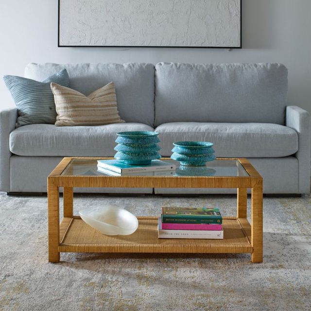 Uttermost® Kensing Glass Top Coffee Table with Natural Base-1