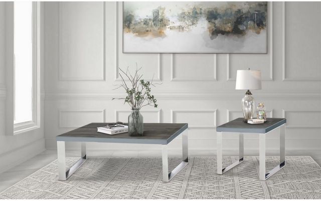 Mazin Furniture Silas Matte Gray Coffee Table with Chrome Base -3