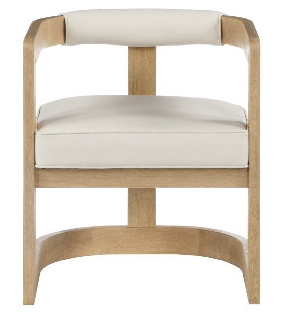 Meridian Furniture Manchester Cream/Natural Vegan Leather Dining Arm Chair-1