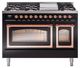 Ilve® Nostalgie II Noblesse 48'' Glossy Black Pro Style Dual Fuel Range with Copper Trim-0