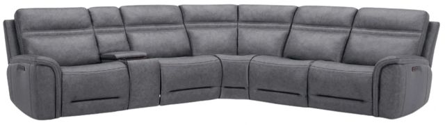 Liberty Furniture Cooper 6-Piece Blue Gray Leather Power Reclining Curved Sectional-0