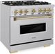 ZLINE Classic Autograph Edition 36" Stainless Steel Pro Style Dual Fuel Range with Champagne Bronze Accents-2