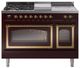 Ilve® Nostalgie II Noblesse 48'' Burgundy Pro Style Dual Fuel Range with Brass Trim-0
