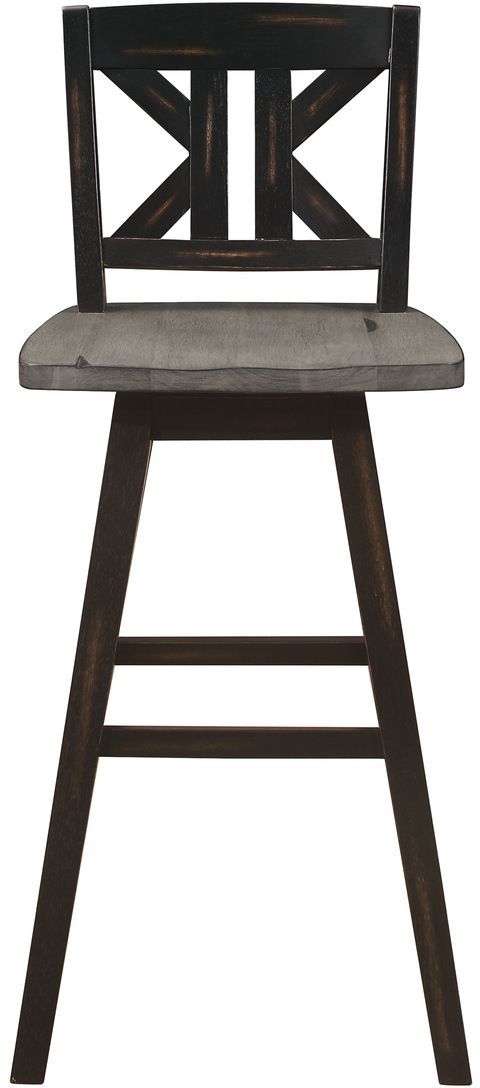 Mazin Furniture Amsonia Black/Distressed Gray Swivel Bar Chair-1