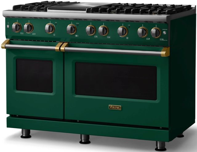 Viking® 5 Series 48" Ivy Pro Style Gas (LP) Range with Brushed Brass Trim-2