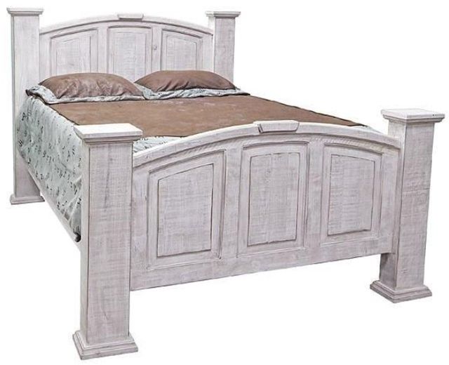 Million Dollar Rustic Frosted White Queen Mansion Panel Bed-0