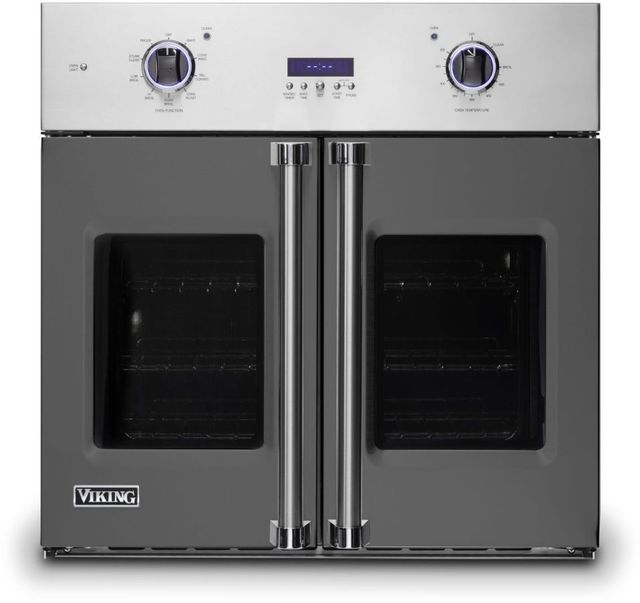 Viking® 7 Series 30" Damascus Grey Professional Built In Single Electric French Door Wall Oven-0